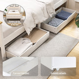 Artiss Bed Frame Double Size Wooden Platform with 2 Storage Drawers White PONY - Side View