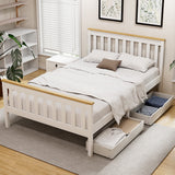 Artiss Bed Frame Double Size Wooden Platform with 2 Storage Drawers White PONY - Close-Up Angle