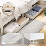 Artiss Bed Frame Single Size Wooden Platform with 2 Storage Drawers White PONY - Front View