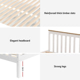 Artiss Bed Frame Single Size Wooden Platform with 2 Storage Drawers White PONY - 45-Degree Angle