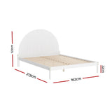Artiss Bed Frame Queen Size Wooden White DALY - Front View