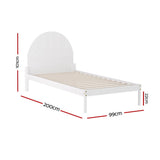 Artiss Bed Frame Single Size Wooden White DALY - Front View