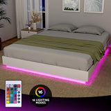 Artiss Double Bed Frame with 16Colour Led Light Wooden Platform Bed Base DAYGLOW - Top-Down View