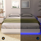 Artiss Queen Bed Frame with 16Colour Led Light Wooden Platform Bed Base DAYGLOW - 45-Degree Angle