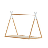Artiss Bed Frame Wooden Kids House Single Frame Oak ENID - Close-Up Angle
