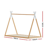 Artiss Bed Frame Wooden Kids House Single Frame Oak ENID - Front View