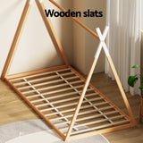Artiss Bed Frame Wooden Kids House Single Frame Oak ENID - 45-Degree Angle