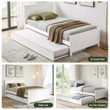 Artiss Single Bed Frame with Trundle Solid Wood Toddler Bunk Bed with Headboard White - Low Angle
