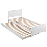 Artiss Single Bed Frame with Trundle Solid Wood Toddler Bunk Bed with Headboard White - Extra Image
