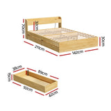 Artiss Bed Frame Double Size with Charging Ports and 2 Drawers AURA - Front View