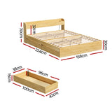 Artiss Bed Frame Queen Size with Charging Ports and 2 Drawers AURA - Front View