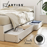 Artiss Bed Frame Single Size with Charging Ports and 2 Drawers AURA - Front View