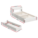 Artiss Bed Frame Single Size with Charging Ports and 2 Drawers AURA - Side View