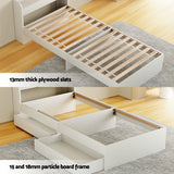 Artiss Bed Frame Single Size with Charging Ports and 2 Drawers AURA - Rear View