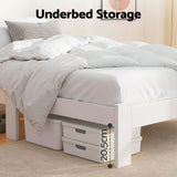 Artiss Bed Frame King Single Size Wooden White JADE - Top-Down View