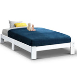 Artiss Bed Frame King Single Size Wooden White JADE - Low Angle