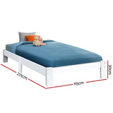 Artiss Bed Frame King Single Size Wooden White JADE - Front View