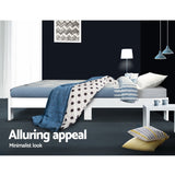 Artiss Bed Frame King Single Size Wooden White JADE - Rear View