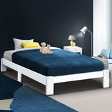 Artiss Bed Frame King Single Size Wooden White JADE - Close-Up Angle