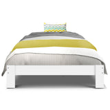 Artiss Bed Frame Single Size Wooden White JADE - Side View