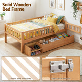 Artiss Kids Single Bed Frame with 3 Storage Drawer Montessori Bed for Toddler Natural - Top-Down View