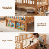 Artiss Kids Single Bed Frame with 3 Storage Drawer Montessori Bed for Toddler Natural - Rear View