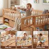 Artiss Kids Single Bed Frame with 3 Storage Drawer Montessori Bed for Toddler Natural - Close-Up Angle