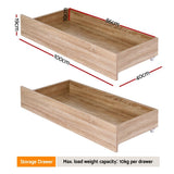 Artiss 2pcs Under Bed Storage with Wheels Rolling Wooden Drawers King Single & Queen - Front View