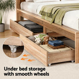 Artiss 2pcs Under Bed Storage with Wheels Rolling Wooden Drawers King Single & Queen - 45-Degree Angle