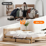 Artiss 2pcs Under Bed Storage with Wheels Rolling Wooden Drawers King Single & Queen - Rear View