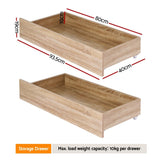 Artiss 2pcs Under Bed Storage with Wheels Rolling Wooden Drawers Single & Double - Front View