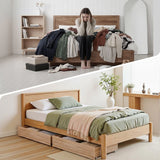 Artiss 2pcs Under Bed Storage with Wheels Rolling Wooden Drawers Single & Double - Rear View