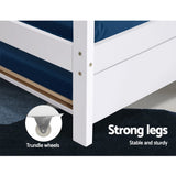 Artiss Bed Frame Wooden Trundle Daybed Kids House Frame White HOLY - Rear View
