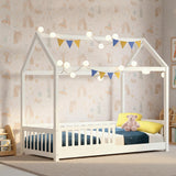 Artiss Bed Frame Wooden Kids House Frame White ROCK - Close-Up Angle