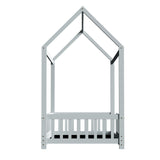 Artiss Bed Frame Wooden Kids House Frame Grey ROCK - Side View