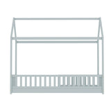 Artiss Bed Frame Wooden Kids House Frame Grey ROCK - Top-Down View