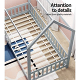 Artiss Bed Frame Wooden Kids House Frame Grey ROCK - 45-Degree Angle