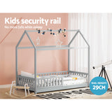Artiss Bed Frame Wooden Kids House Frame Grey ROCK - Close-Up Angle