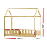 Artiss Bed Frame Wooden Kids House Frame Oak ROCK - Front View