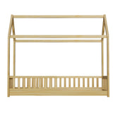 Artiss Bed Frame Wooden Kids House Frame Oak ROCK - Side View