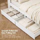 Artiss Double Bed Frame with Storage Drawers White Platform Bedframe with Bookcase Headboard Charging Station Led Light - Close-Up Angle