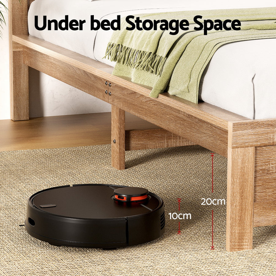 Artiss Bed Frame Queen Size Wooden Acacia Wood OATMEAL, image 5
