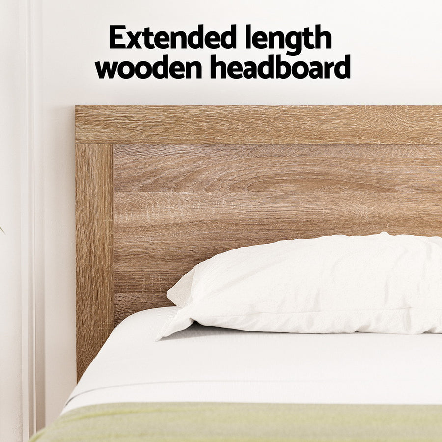 Artiss Bed Frame Queen Size Wooden Acacia Wood OATMEAL, image 6