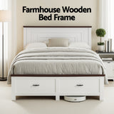 Artiss Double Wooden Bed Frame with 2 Drawer Platform Bed with 108cm Solid High Headboard White Bed Base for Bedroom Easy Assembly - Top-Down View