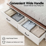 Artiss Double Wooden Bed Frame with 2 Drawer Platform Bed with 108cm Solid High Headboard White Bed Base for Bedroom Easy Assembly - Rear View