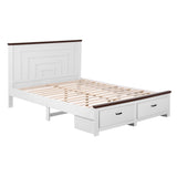 Artiss Queen Wooden Bed Frame with 2 Drawer Platform Bed with 108cm Solid High Headboard White Bed Base for Bedroom Easy Assembly - Low Angle