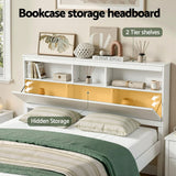 Artiss Queen Bed Frame with Storage Headboard and Footboard Wooden Bed Base White - Top-Down View