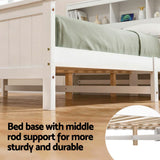 Artiss Queen Bed Frame with Storage Headboard and Footboard Wooden Bed Base White - Rear View