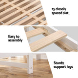 Artiss Queen Bed Frame with Storage Headboard and Footboard Wooden Bed Base White - Close-Up Angle