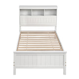 Artiss Single Bed Frame with Storage Headboard and Footboard Wooden Bed Base White - Side View